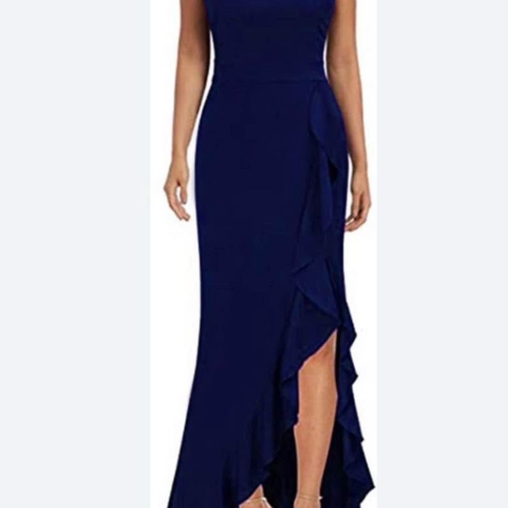 Classic Blue Asymmetrical High Low Gown